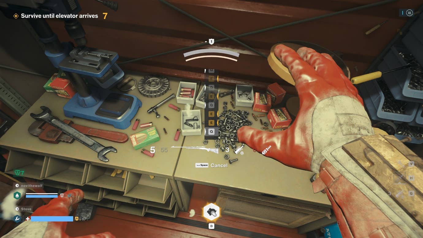 Hurriedly gathering bullets at an ammo station in FBC: Firebreak.